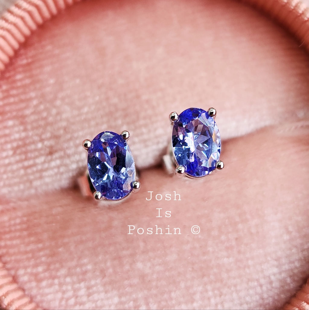 2ct Natural Tanzanite Stud Earrings In Sterling Silver